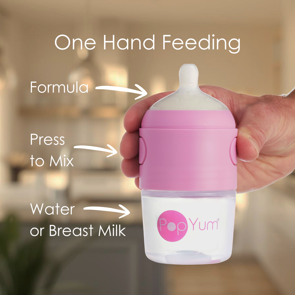 PopYum 5oz Anti-Colic Baby Bottle for Breast and Formula Feeding, 3-Pack, Pink, #1 Slow Flow Nipples