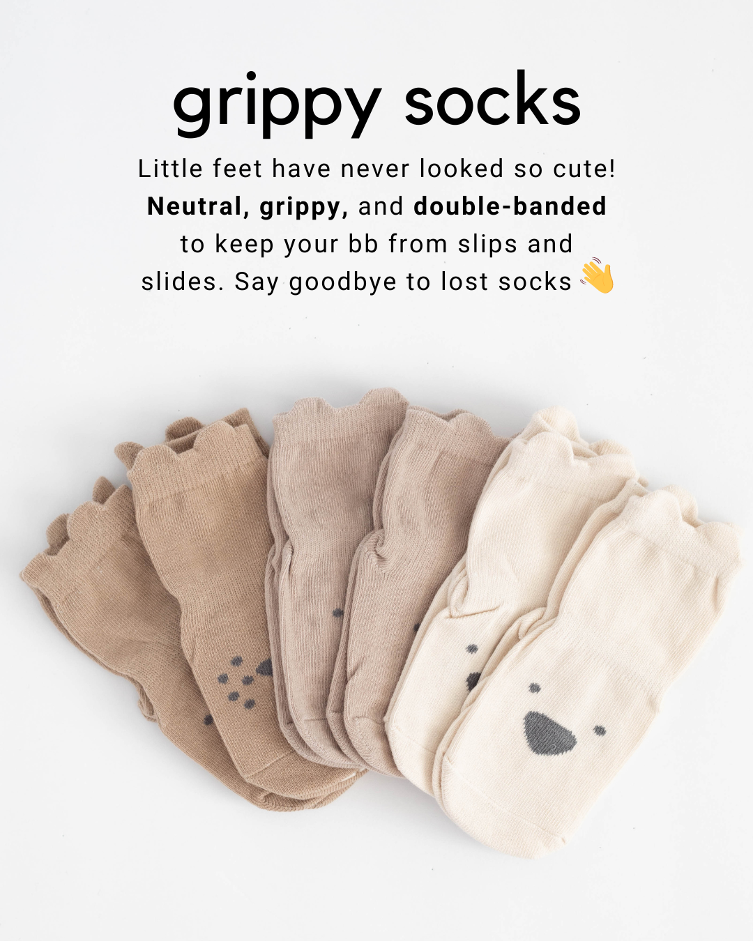 Neutral Grippy Socks (6 pairs)